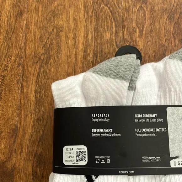 Adidas AEROREADY Crew Socks 6 Pack Size L - Picture 10 of 17